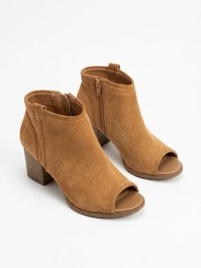ALDO Brown Suede Zip Open Toe Fashion Ankle Boots - size 6.5 🌟
